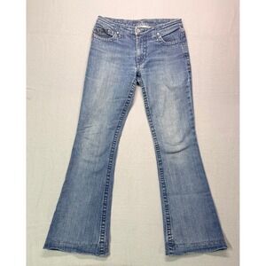 Vintage‎ Y2K Pure Color Mid-Rise Bootcut Jeans Embroidered Pockets. Western Boho